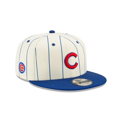 White Chicago Cubs Hat - New Era MLB Pinstripe 9FIFTY Snapback Caps USA6702834